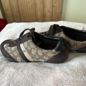 Coach Brown and Cream Signature Monogram Sneakers